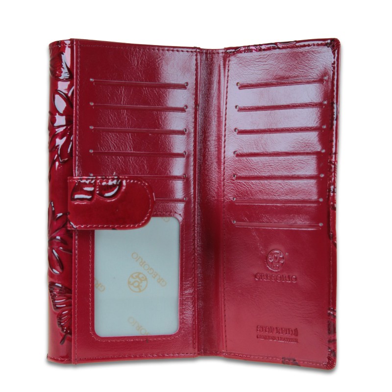 Lakovaná dámska kožená peňaženka GREGORIO BTE-122-red