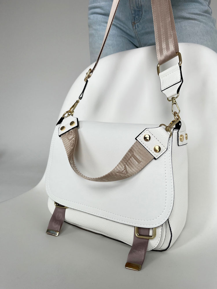 Biela crossbody kabelka Laura Biaggi DX-F235-white/beige