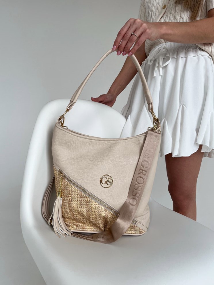 Béžová kabelka na rameno GROSSO GS-3780-beige
