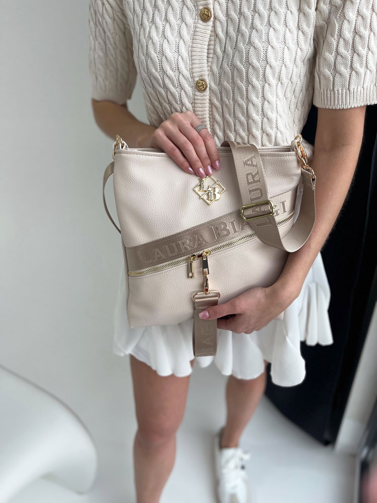 Béžová crossbody Laura Biaggi - veľká a štýlová