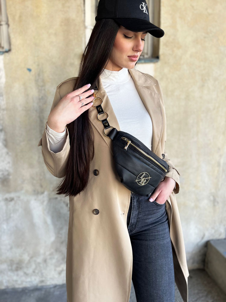Čierna prešívaná crossbody kapsička Laura Biaggi DX-KB82-blackPRES