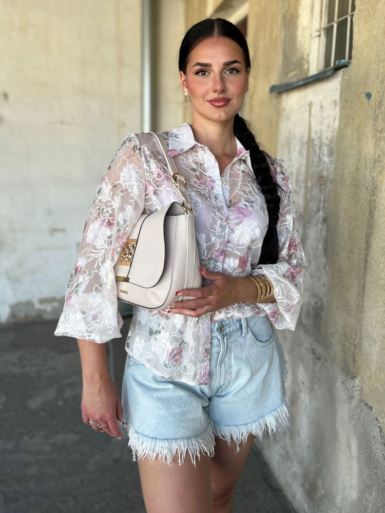 Béžová kabelka na rameno/crossbody Laura Biaggi DX-F299-creamECO