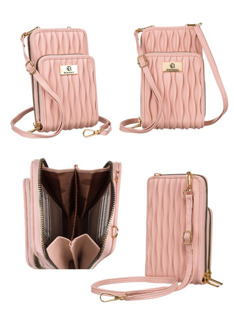Ružová crossbody a peňaženka v jednom