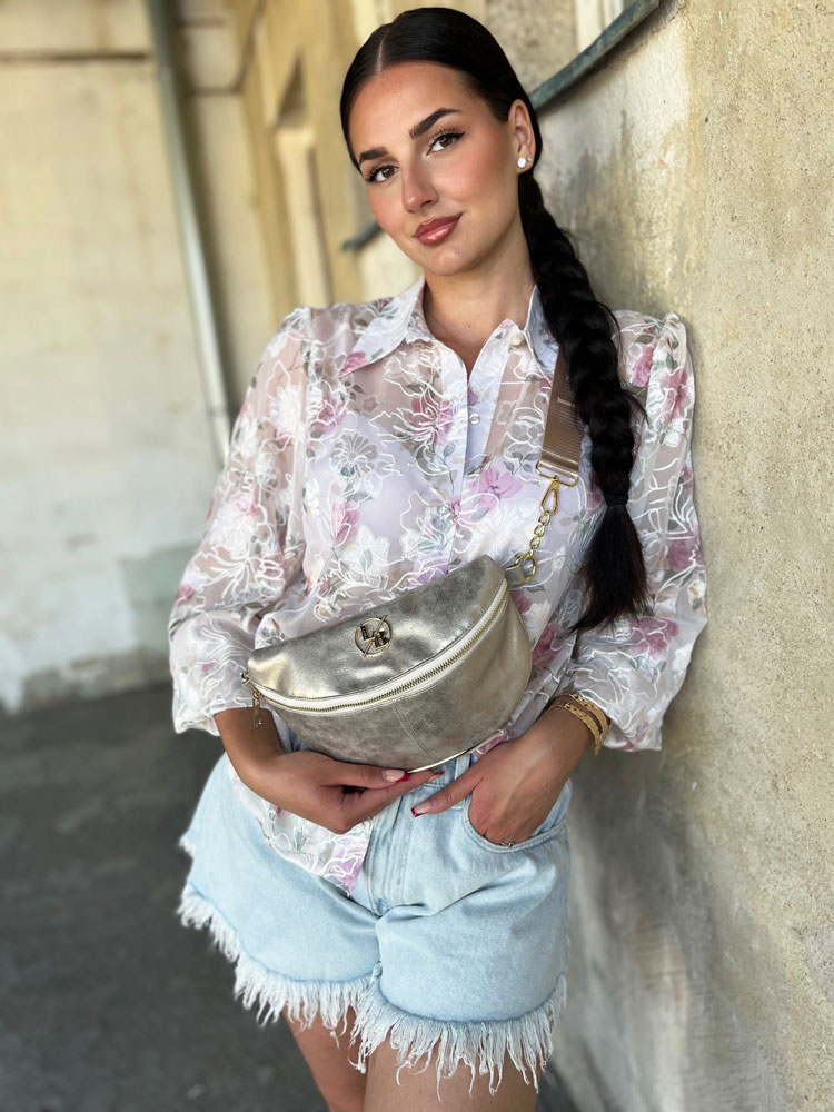 Zlatá dámska ľadvinka Laura Biaggi - elegantná crossbody