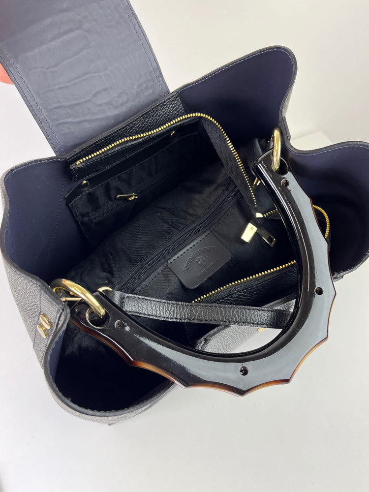 Čierna kožená kabelka 2v1 Laura Biaggi DX-TS54-148-black