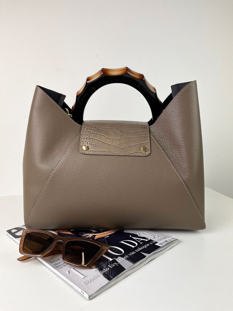 Hnedosivá kožená kabelka 2v1 Laura Biaggi DX-TS54-148-taupe