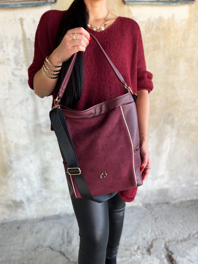 Bordová kabelka na rameno GROSSO GS-3779-bordo