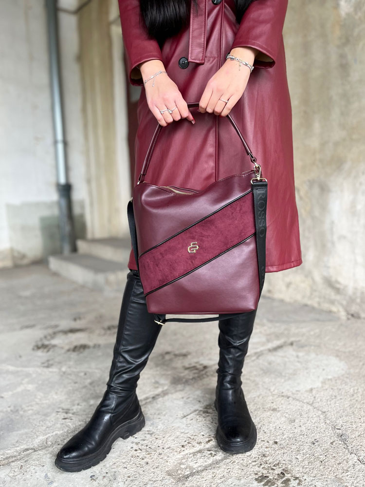 Bordová kabelka na rameno GROSSO GS-4013-bordo