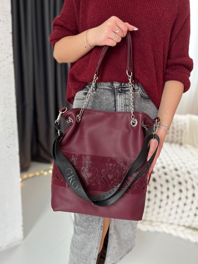 Bordová kabelka na rameno GROSSO GS-4015-bordo