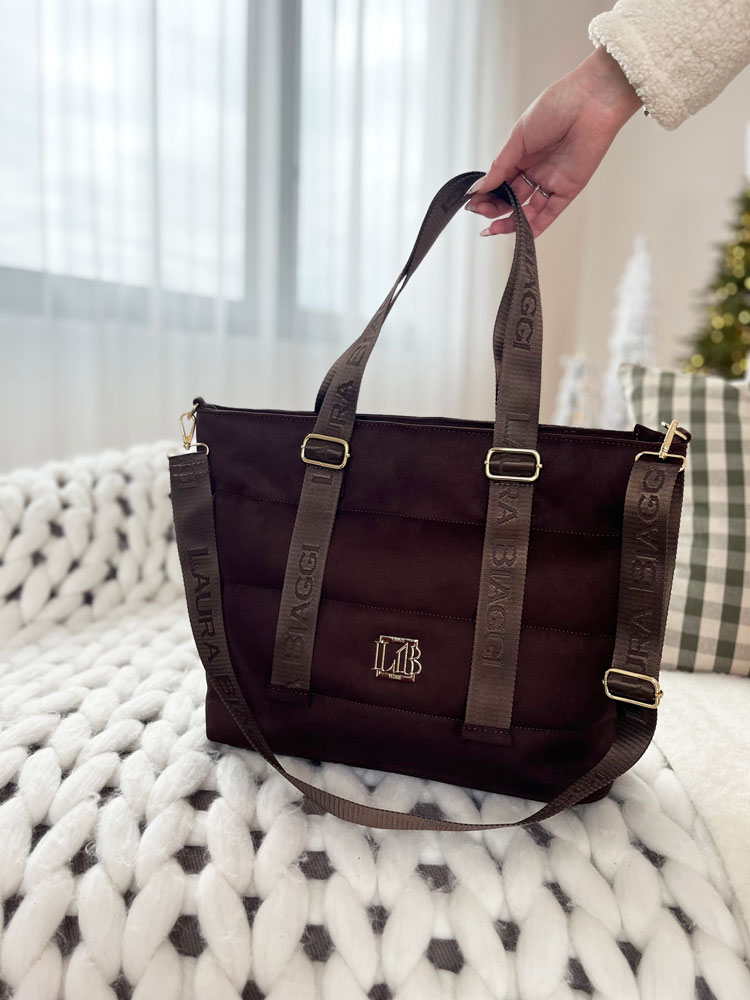 Semišová kabelka na rameno Laura Biaggi DX-2126-chocoZAM