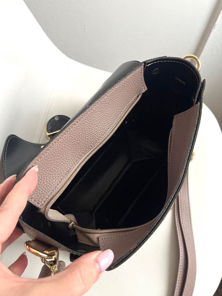 Hnedosivá crossbody kabelka Laura Biaggi DX-JS104-fango