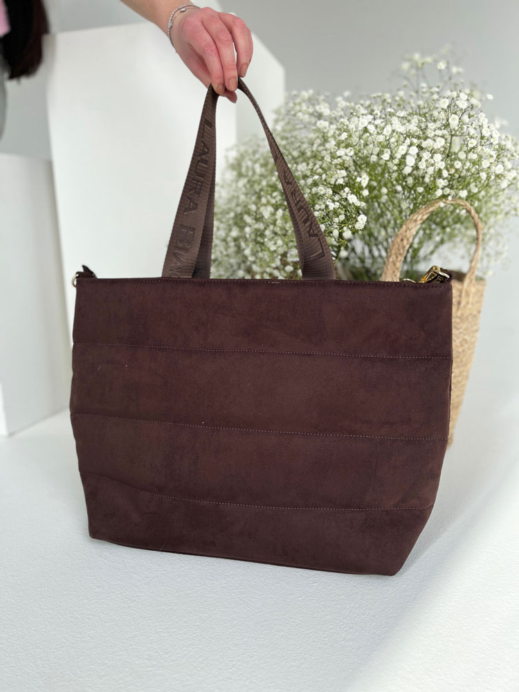 Semišová kabelka na rameno Laura Biaggi DX-2126-chocoZAM