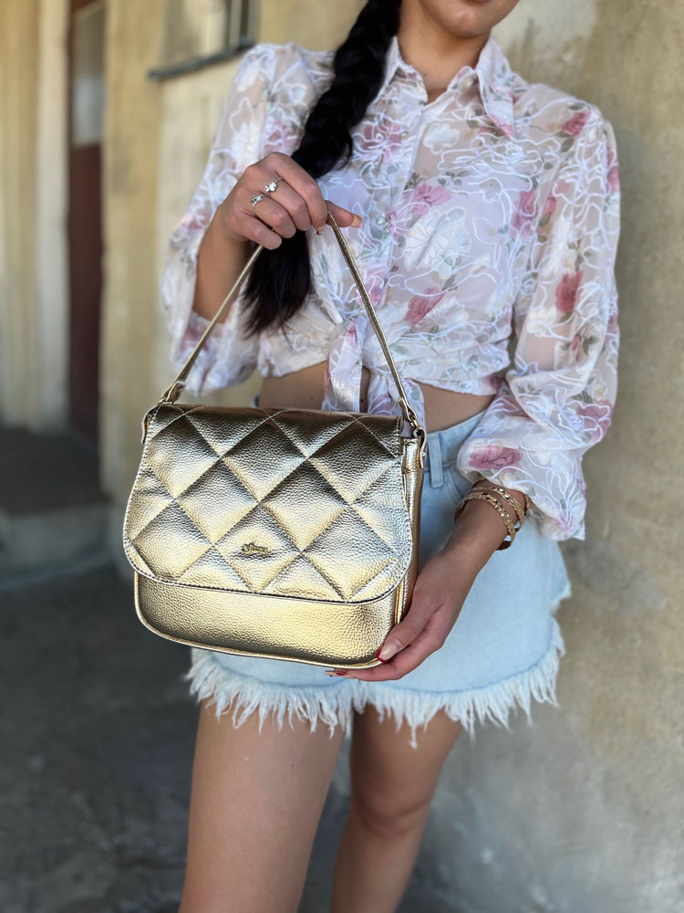 Zlatá kabelka na rameno GROSSO GS-3166-gold