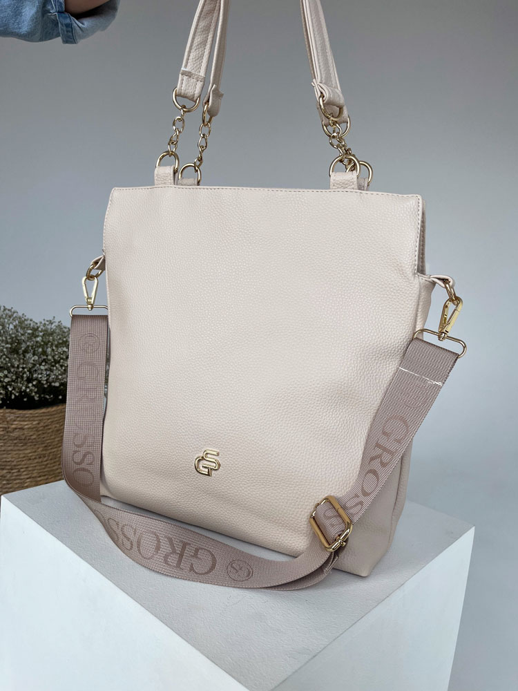 Béžová kabelka na rameno GROSSO GS-3080-beige