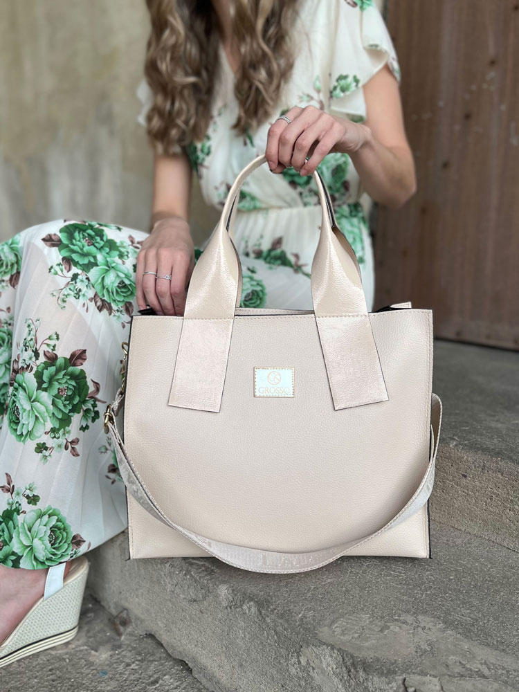 Béžová kabelka na rameno 2v1 GROSSO GS-11B014-beige