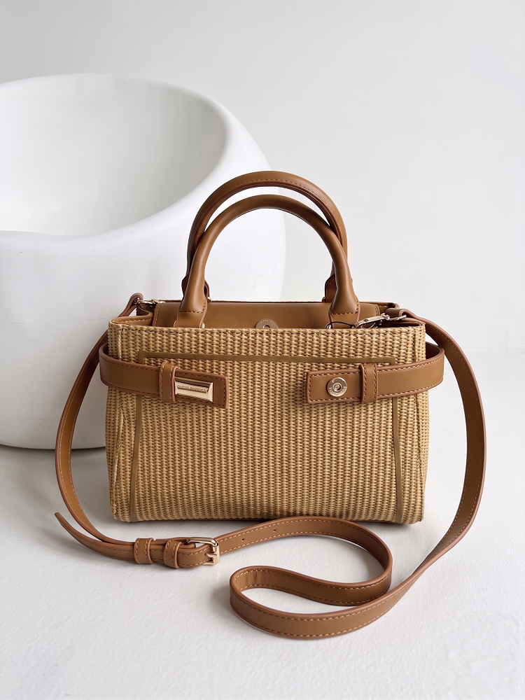 Slamená letná kabelka do ruky a crossbody Monnari– hnedá