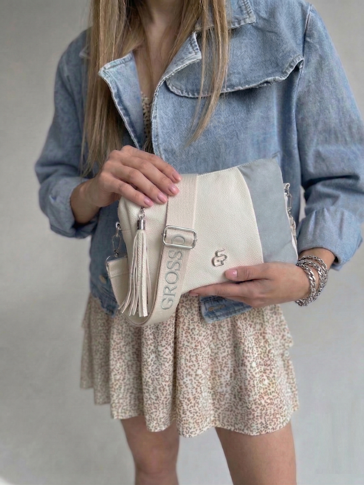 Bielo-modrá crossbody kabelka GROSSO - praktická na každý deň
