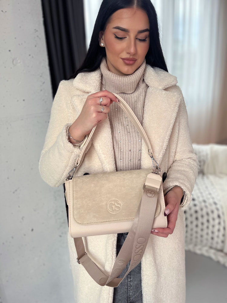 Béžová kabelka na rameno - praktická crossbody alebo listovka