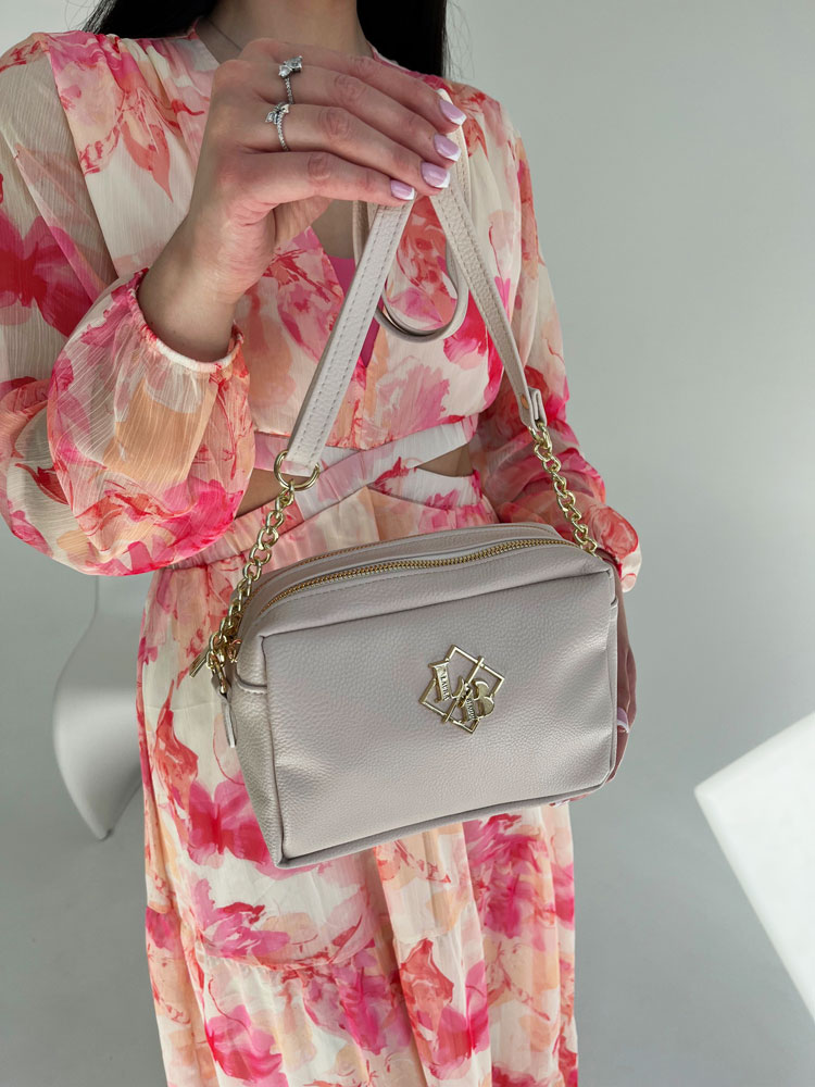 Béžová crossbody Laura Biaggi s deleným vnútrom