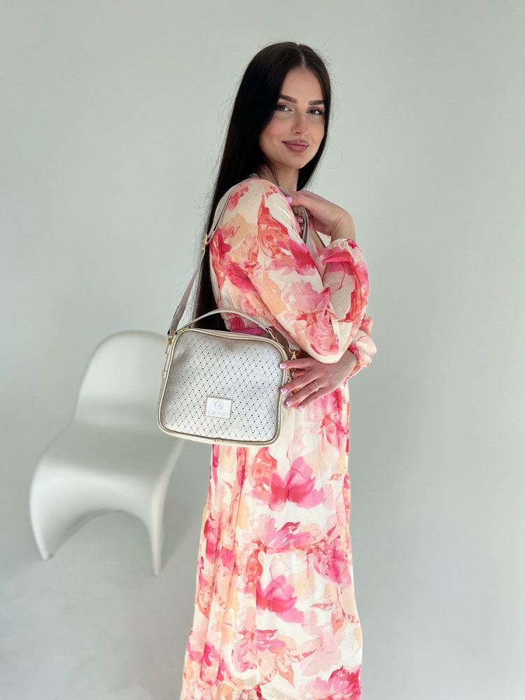 Zlatá kabelka do ruky GROSSO - elegantná kufríková
