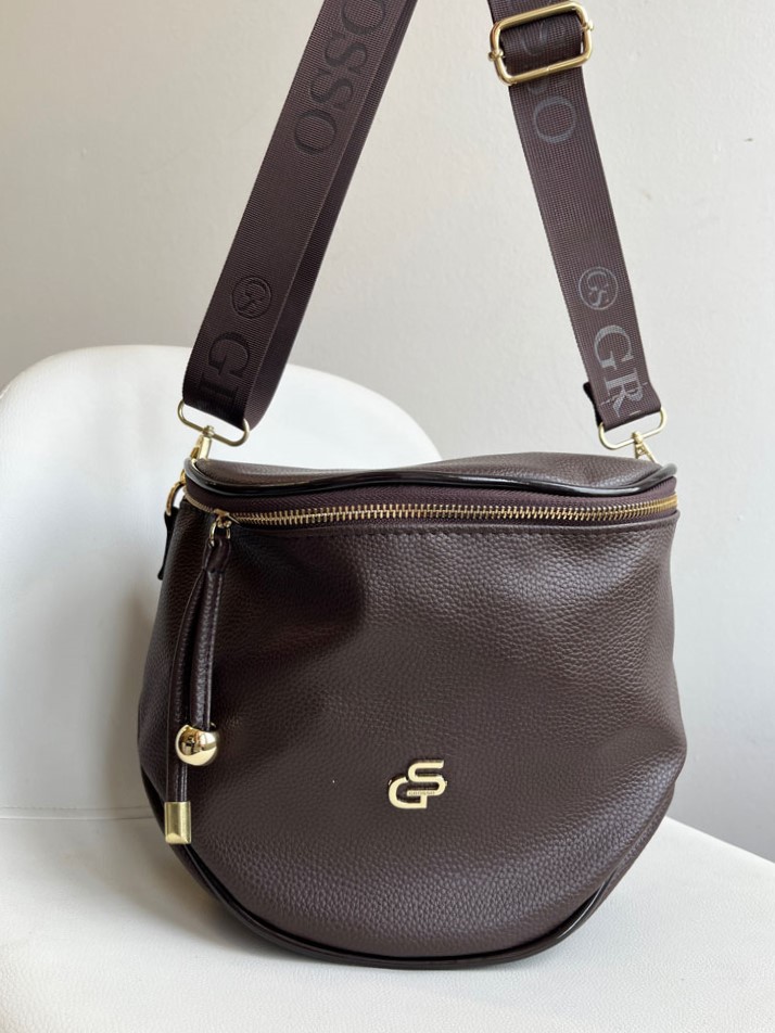 Čokoládová hnedá crossbody Grosso s vymeniteľnými popruhmi