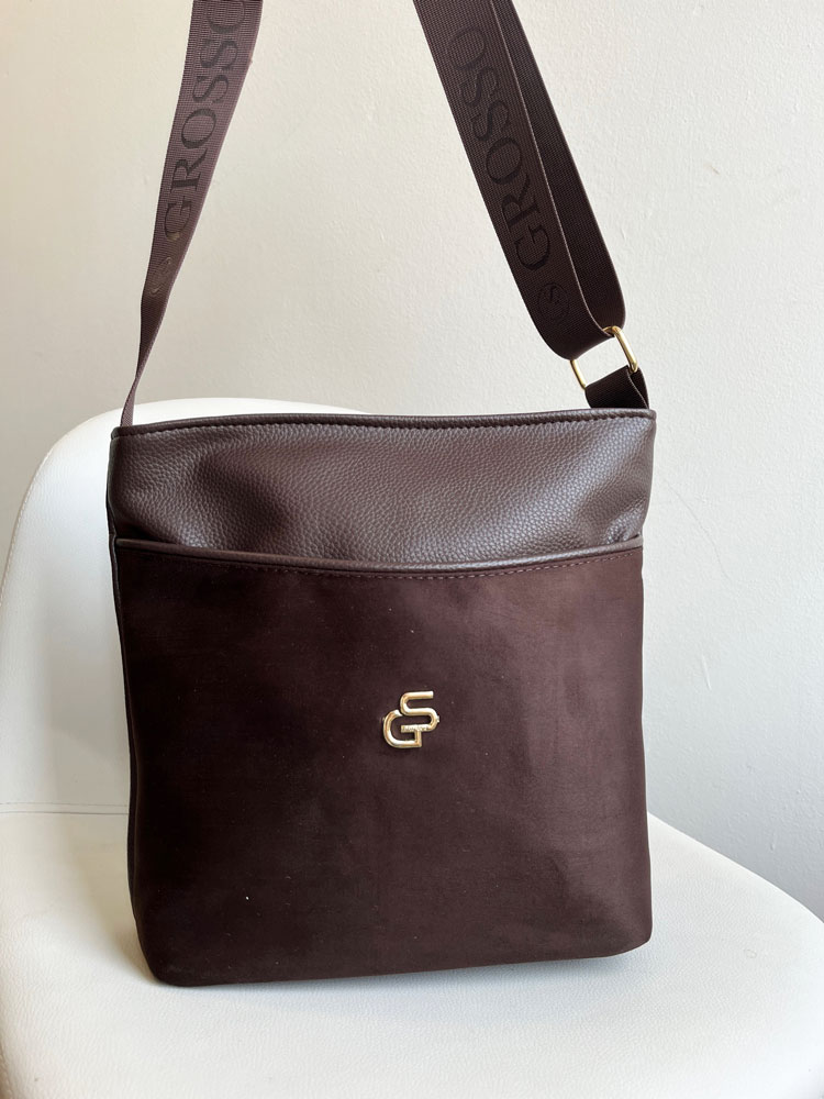 Čokoládová crossbody kabelka GROSSO - veľká a praktická