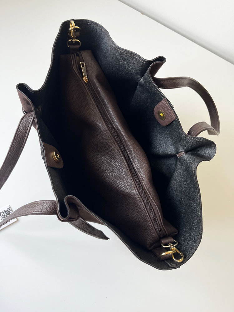 Laura Biaggi čokoládová semišová kabelka na rameno s crossbody - A4
