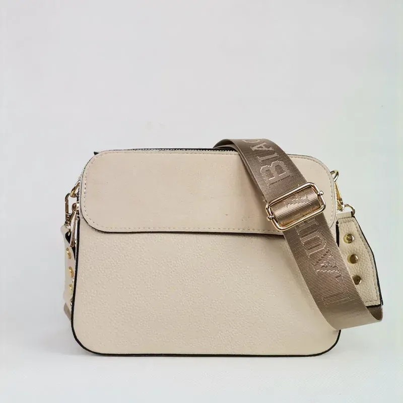 Dvojpriehradková crossbody kabelka Laura Biaggi DX-JS170-cream
