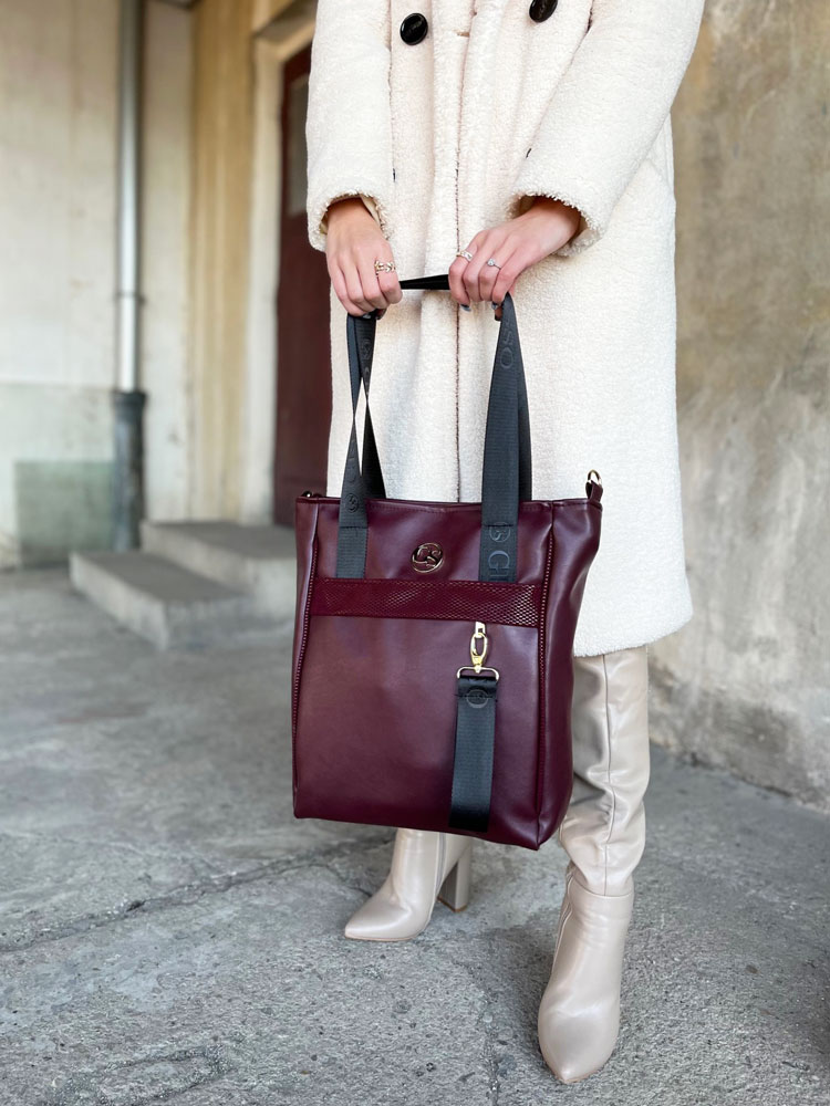 Bordová kabelka na rameno GROSSO GS-116-bordo