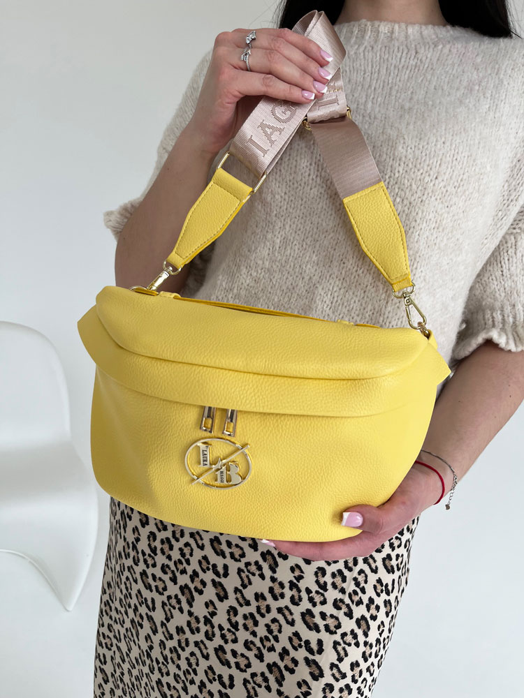 Dámska ľadvinka žltá Laura Biaggi – veľká crossbody