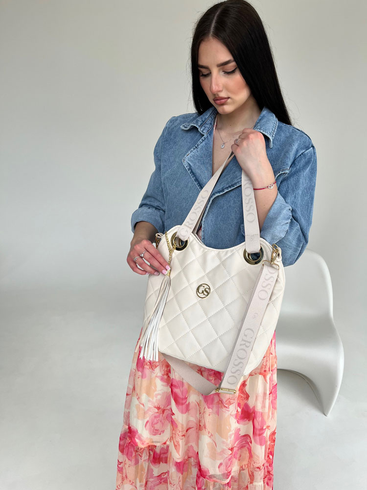 Väčšia kabelka na rameno GROSSO GS-3777-creamPIK