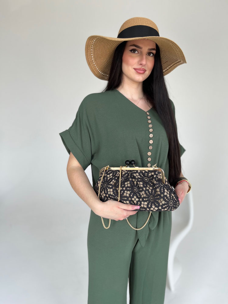 Čipkovaná dámska kabelka do ruky a crossbody na leto čierna