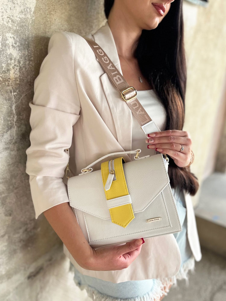 Štýlová kabelka Laura Biaggi DX-P354-white/YELL