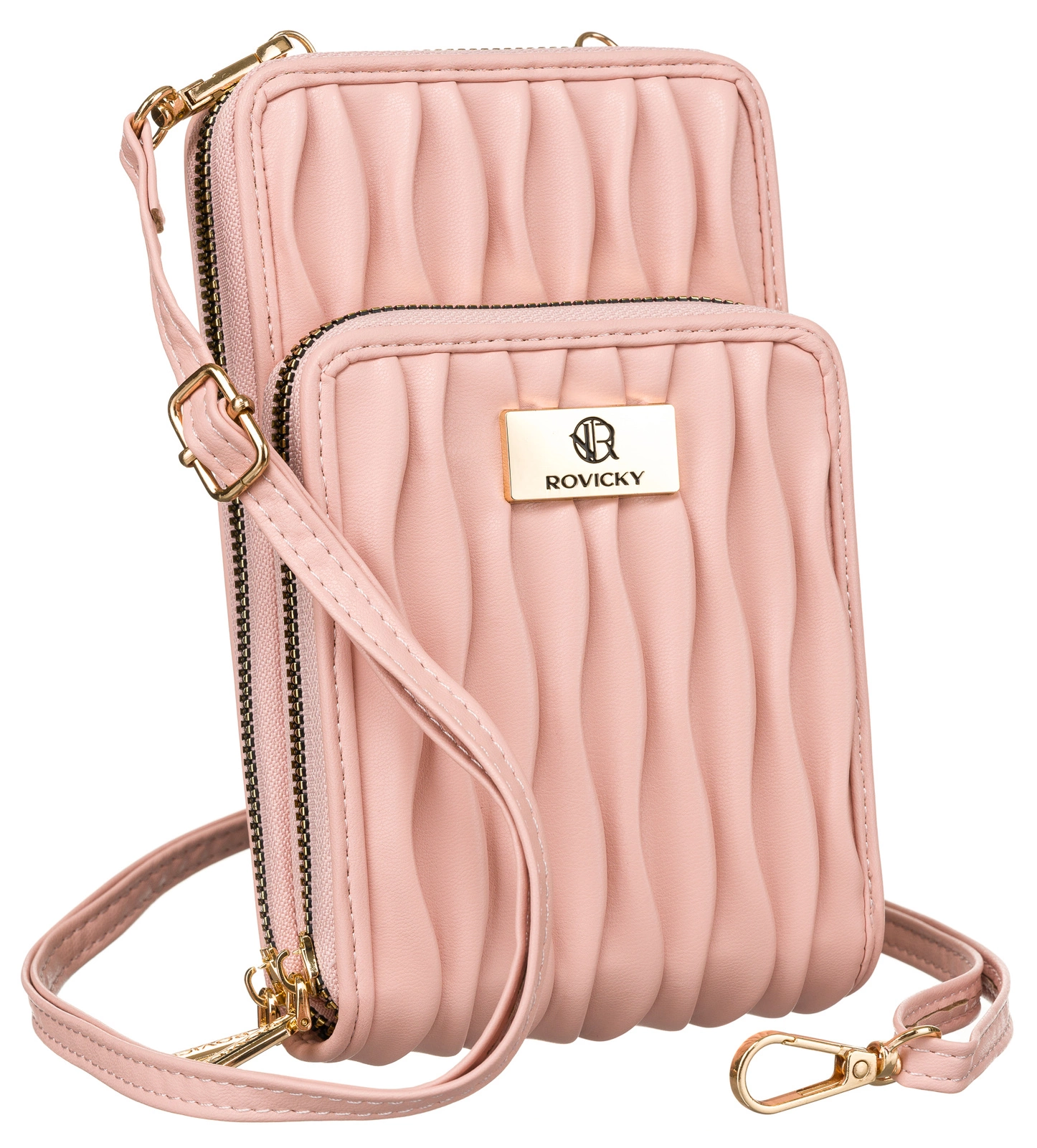 Ružová crossbody a peňaženka v jednom
