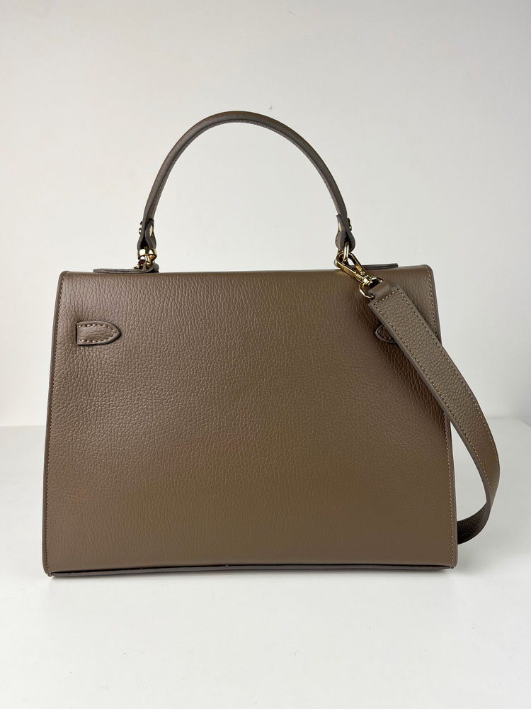 Hnedosivá kožená aktovka Laura Biaggi DX-TS11-241-taupe