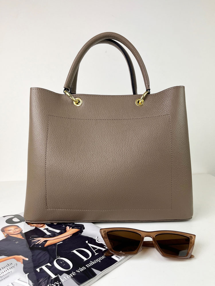 Hnedosivá kožená kabelka do ruky Laura Biaggi DX-TS-JS295-taupe