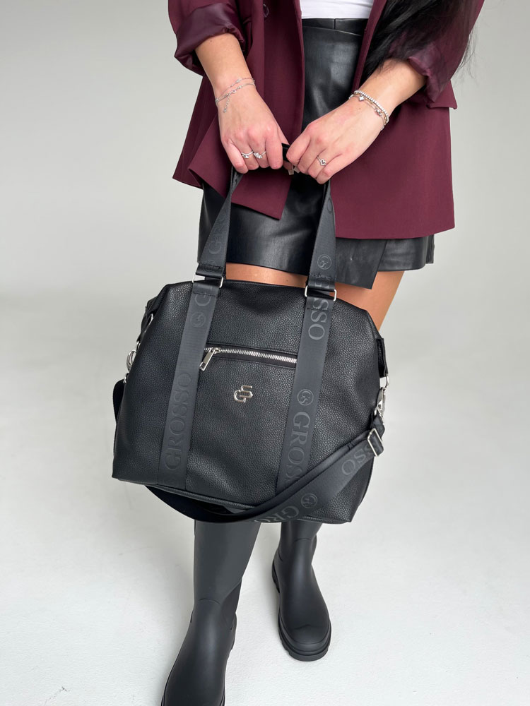 Čierna kabelka na rameno GROSSO GS-85-black/silver