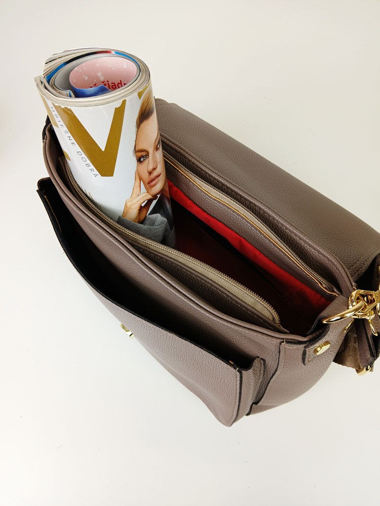 Hnedosivá crossbody kabelka Laura Biaggi