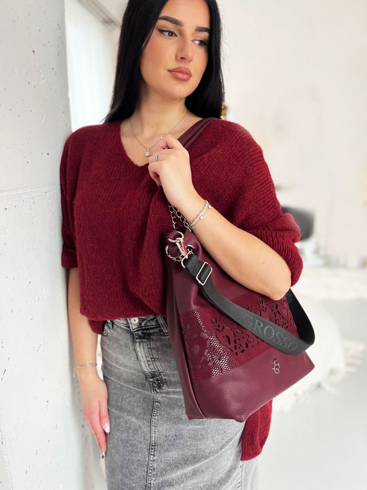 Bordová kabelka na rameno GROSSO GS-4015-bordo