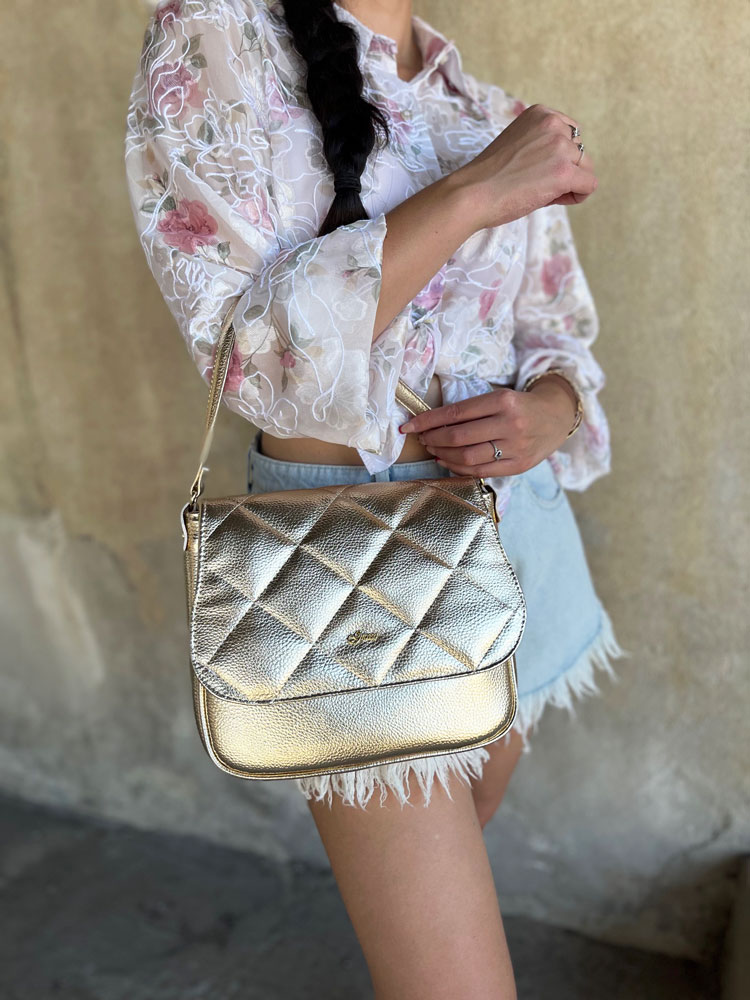 Zlatá kabelka na rameno GROSSO GS-3166-gold