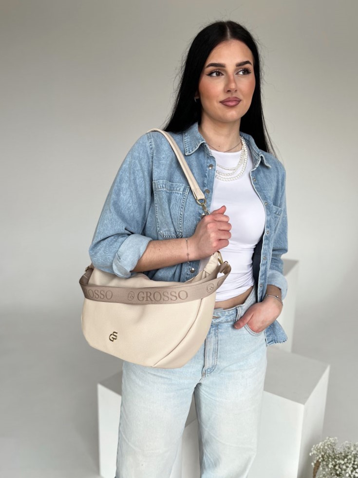 Béžová kabelka na rameno GROSSO GS-4008-beige