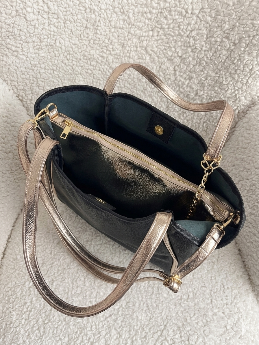 Čierna kabelka na rameno 2v1 GROSSO GS-3900-black/gold