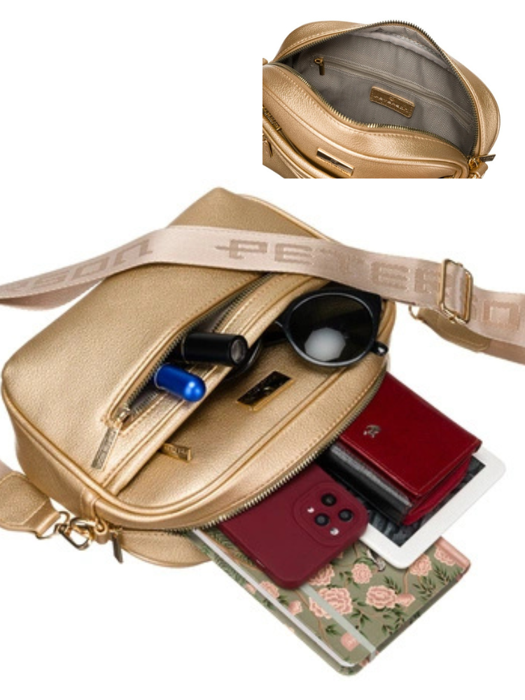 Zlatá crossbody kabelka Peterson – praktická kabelka na každý deň