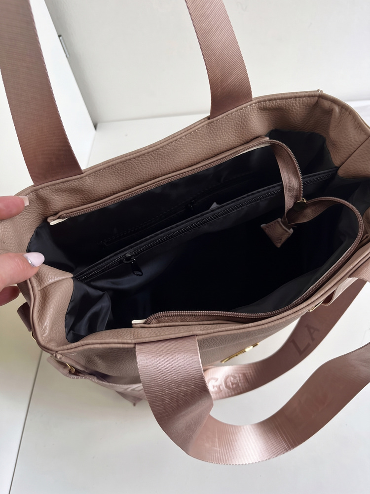 Laura Biaggi hnedosivá shopper kabelka s deleným vnútrom A4