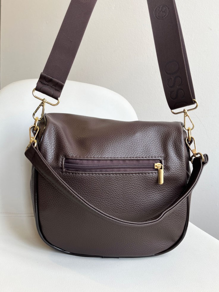 Čokoládová hnedá crossbody Grosso s vymeniteľnými popruhmi