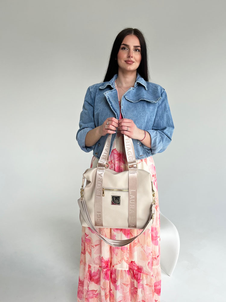 Dámska kabelka na rameno Laura Biaggi béžová