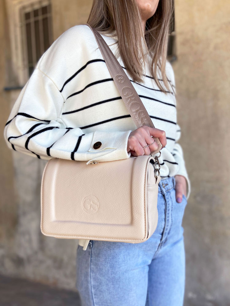 Krémová crossbody kabelka GROSSO GS-3050-cream