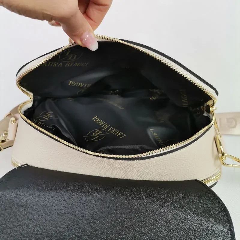 Dvojpriehradková crossbody kabelka Laura Biaggi DX-JS170-cream