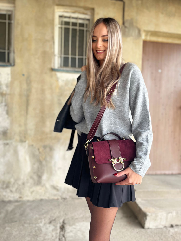 Bordová crossbody kabelka Laura Biaggi DX-JS104-bordo