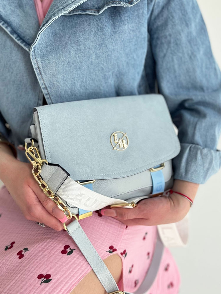 Modrá crossbody kabelka s dvoma ramienkami Laura Biaggi DX-F287-l.blue